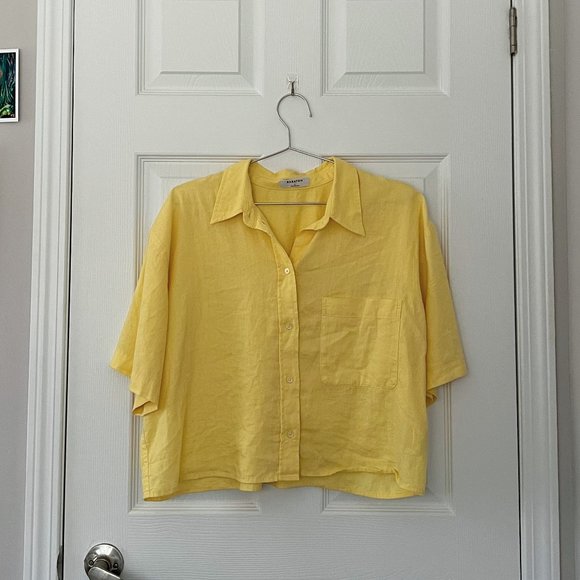 Babaton Gold Boxy Notched Collar Blouse - Picture 1 of 6